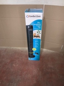 Comfort Zone 30 in. 3-Speed Oscillating Black Tower Fan with Remote Control. See Pictures