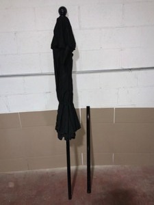 California Umbrella 7.5 ft. Black Fiberglass Commercial Market Patio Umbrella with Fiberglass Ribs and Push Lift in Black Sunbrella. See Pictures