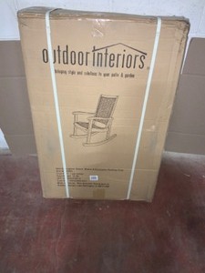 Outdoor Interiors Brown Wicker and Eucalyptus Outdoor Rocking Chair. See Pictures