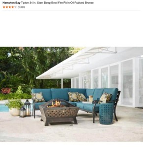 Hampton Bay Tipton 34 in. Steel Deep Bowl Fire Pit in Oil Rubbed Bronze. See Pictures