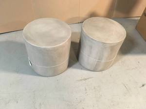 Noble House Massey Light Round Stone Outdoor Side Table - Lot of 2 - Review all pictures - Good Condition