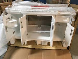 Home Decorators Sassy 60 in. Vanity in White with Marble Vanity Top in Carrara White