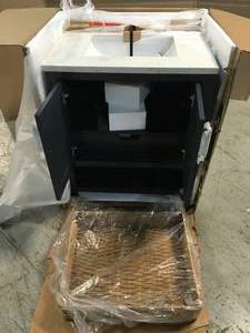 Home Decorators Newhall 30 in. W x 22 in. D Bath Vanity in Grayish Blue with Cultured Marble Vanity Top in White with White Basin see pictures