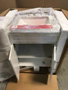 Home DEcorators Aberdeen 30 in. x 22 in. D Bath Vanity in White with Carrara Marble Vanity Top in White with White Basin