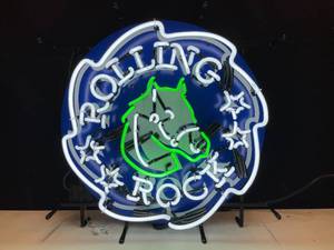 lot 10 image: Rolling Rock horse head neon with stars, NIB