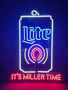lot 23 image: Miler Lite Its Miller Time beer can neon