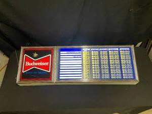 lot 38 image: Large Budweiser cooler sign  price display
