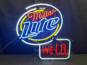 lot 49 image: Miller Lite, We I.D. neon