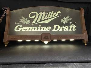 lot 178 image: Miller Genuine Draft edge lit valance sign. IOB