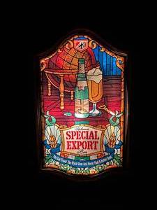 lot 201 image: Heilmans Special Export Beer faux stained glass light up wall hanger