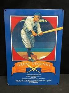 lot 179 image: Windsor proudly presents Great Baseballs Great Legends, porcelain enamel sign