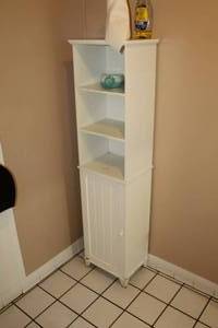 lot 43 image: Wood Cabinet Shelving Unit