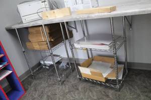 lot 52 image: Lot of (2) Metal Wire Shelving Units 2-shelf