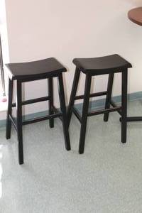 lot 129 image: Lot of (2) Wooden Saddle Seat Stools
