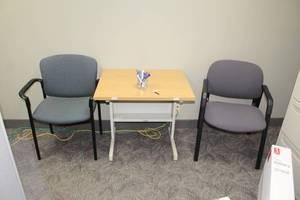 lot 311 image: Office Entry Table with (2) Office Arm Chairs