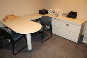 lot 316 image: Office Desk with (2) Office Chairs