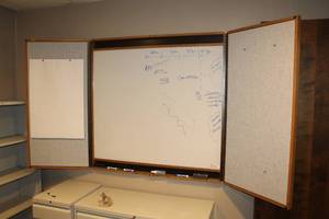 lot 321 image: Wall Mount Dry Erase Board Cabinet