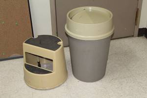 lot 348 image: Rolling Step Stool, Trash Can