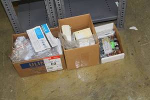 lot 166 image: Lot of (3 Boxes) Misc. Electrical Supplies - LED Plugs, Sensors