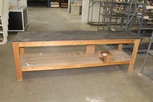 lot 167 image: 8 Wooden Work Bench w Storage Shelf