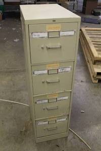 lot 184 image: Hon Metal File Cabinet 4-drawer