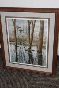 lot 632 image: Mallard Ducks by Paul Scholer #369580 Signed&Numbered Print , Wood FrameTriple Matte