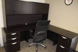 lot 648 image: Office Desk with Bookcase, Office Chair