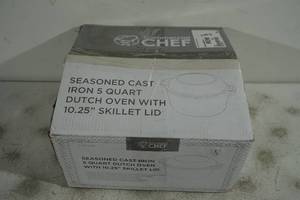 NEW Commercial Chef 5 Quart Seasoned Cast Iron Dutch Oven