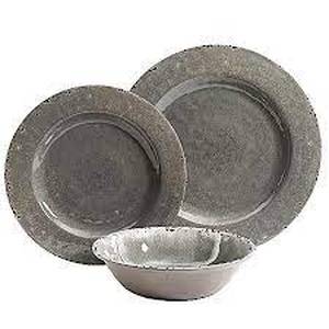 NEW Mauna 12 Pc Melamine Dinnerware Set - Gray
