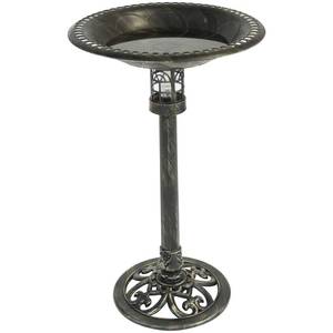 NEW Sun-Ray Beacon Point Solar Lighted Bird Bath - Bronze