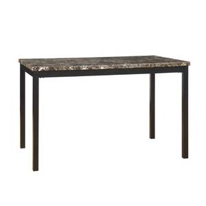 NEW Black Finish Dining Table with Faux Marble Top