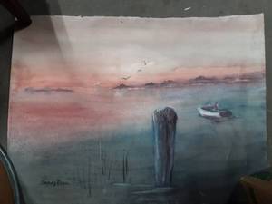 Original Water Color Painting Signed By Sandy Piano 22x30