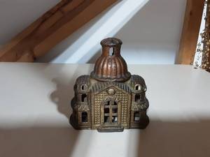 Cast Iron Building Penny Bank 4-12 Tall