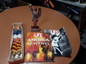 Cast Iron Uncle Sam Door Stop (10) & Other Patriotic Items