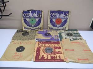 lot 26 image: VINTAGE 10 78 RPM RECORDS WITH ORIGINAL SLEEVES - DECCA, PERFECT, BRUNSWICK, RCA VICTOR, COLUMBIA & BEN FRANKLIN STORE - FANTASTIC COLLECTION - SEE PICTURES
