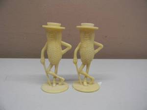 lot 54 image: VINTAGE Mr. Peanut plastic Toothpick Holders - VERY COOL OLD SCHOOL PIECES - APPROX 3 - SEE PICTURES