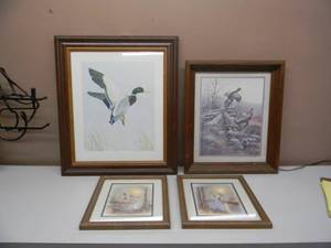 lot 56 image: 4 VINTAGE WILDLIFE ART PIECES - FRAMED - VARIOUS SIZES - NICE SET - SEE PICTURES