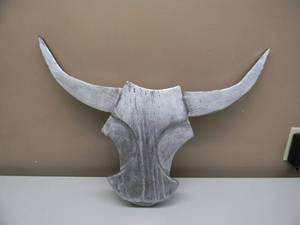 lot 59 image: ORIGINAL HANDMADE all wood BULL  Artwork - VERY COOL PIECE - APPROX 24 By 17 - SEE PICTURES