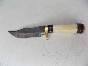 Handmade Damascus Steel Knife & Sheath With Custom Bone Handle