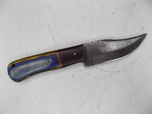 Handmade Damascus Steel Knife & Sheath With Custom Wood Handle
