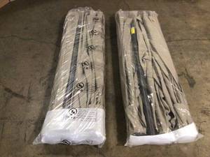 Lot of 2 15 ft. Steel Rectangular Outdoor Double Sided Market Patio Umbrella with UV Sun Protection & Easy Crank in Tan