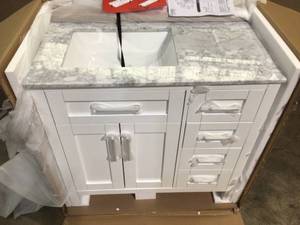 Home Decorators Riverdale 36 in. W x 21 in. D Vanity with a Cultured Marble Vanity Top in White with white Sink see pictures