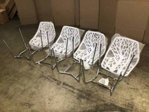 Jaxpety  Stackable Plastic Outdoor Patio Dining Chair in White (4-Pack)