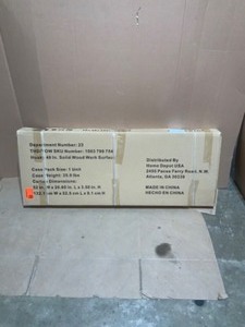 lot 12 image: Husky 48 in. Solid Wood Work Surface for Regular Duty Welded Steel Garage Storage System. See Pictures