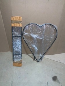lot 16 image: Achla Designs 64 in. Tall Black Powder Coat Heart Garden Trellis. See Pictures
