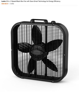 lot 29 image: (2) Lasko 20 in. 3 Speed Black Box Fan with Save-Smart Technology for Energy Efficiency. See Pictures