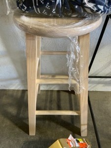 lot 35 image: Multifunctioning Seat Covers, Unfinished Wood Stool, Chair Legs, Heated Blanket & Shelf Brackets. Various Conditions. See Pictures