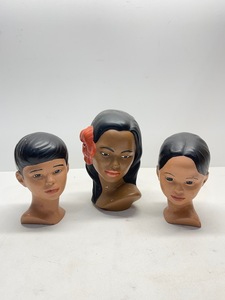 Vintage Polynesian Woman and Children Head Bust