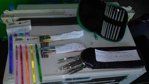 lot 338 image: Sewing Basket, Crochet Hooks, Embroidery Hoops