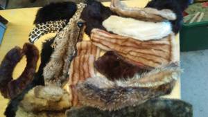 lot 384 image: Real and Faux Crafting Furs and More in Covered Tote
